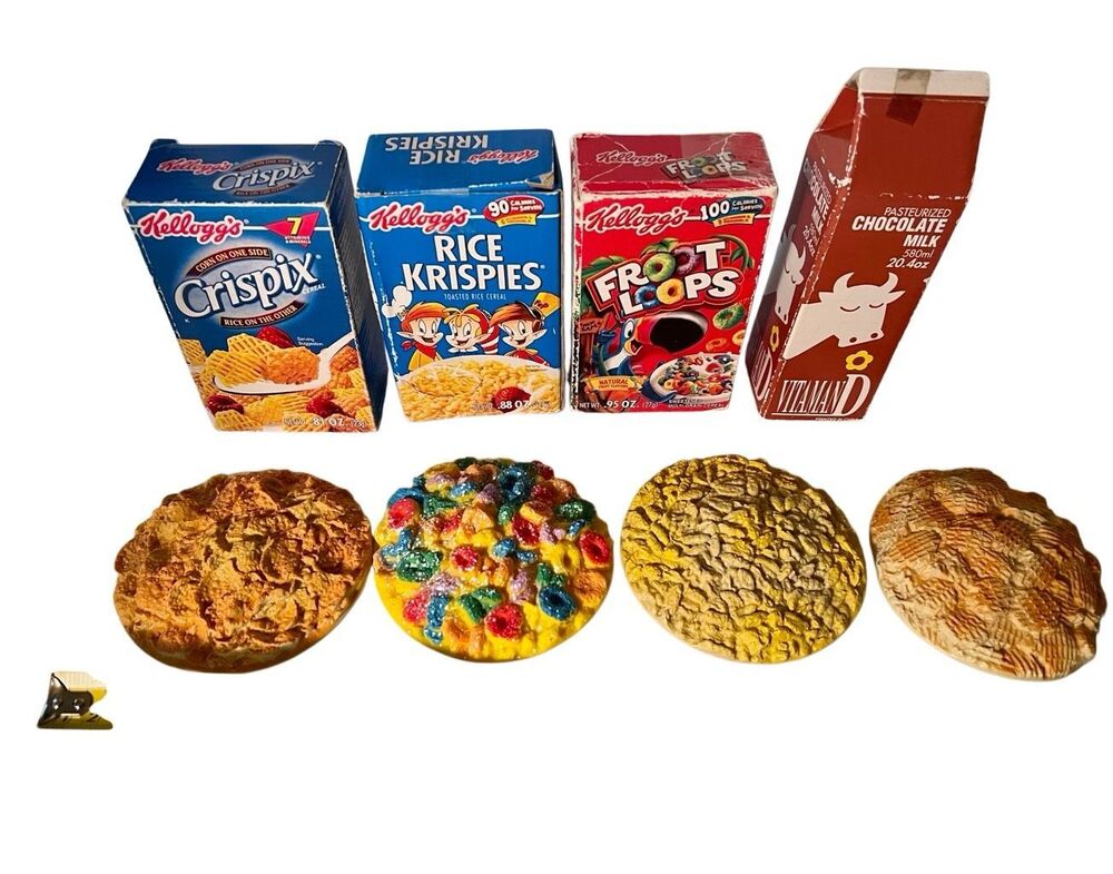 Vintage Faux Kellogg's Cereal, Milk & Matching Molded Fake Cereal Kid’s Play